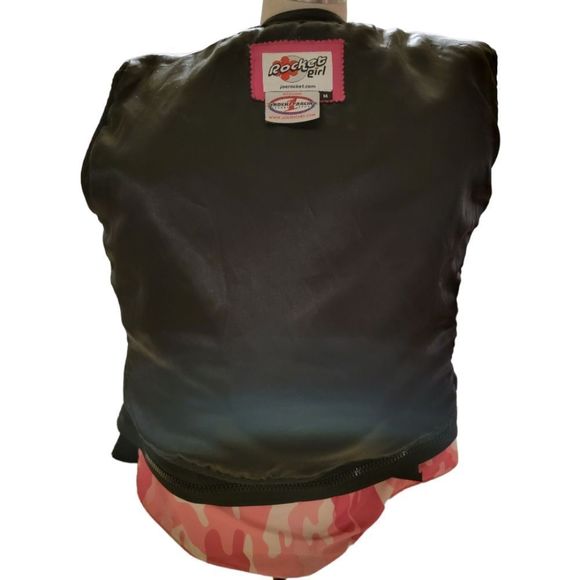 JOE ROCKET "ROCKET GIRL" Trixie Princess Cut Pink & Camo Motorcycle Jacket - Picture 12 of 16